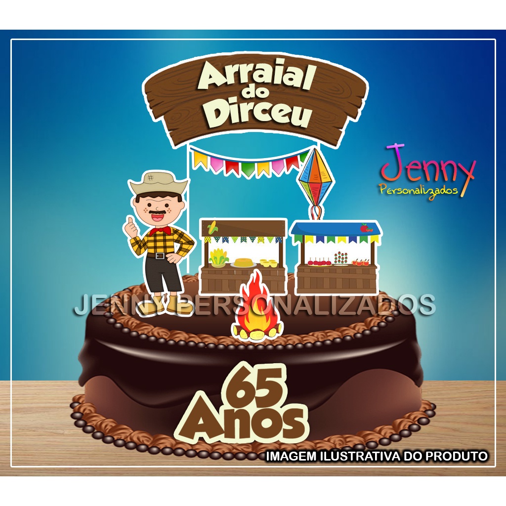 Topo Topper de bolo Arraiá, festa junina Personalizado
