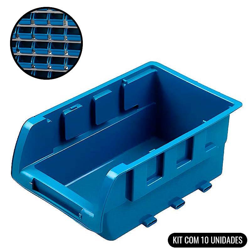 Caixa Plástica N°3 Azul Porta Componentes Prática Kit Com 10 Peças 3A MARCON - Home & Living