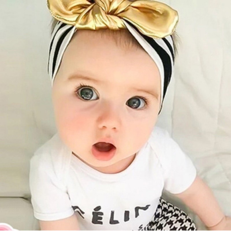 Bandana Infantil De Algodao Com Laco Dourado Laco Para Bebes Recem Nascidos Acessorios De Cabelo Shopee Brasil