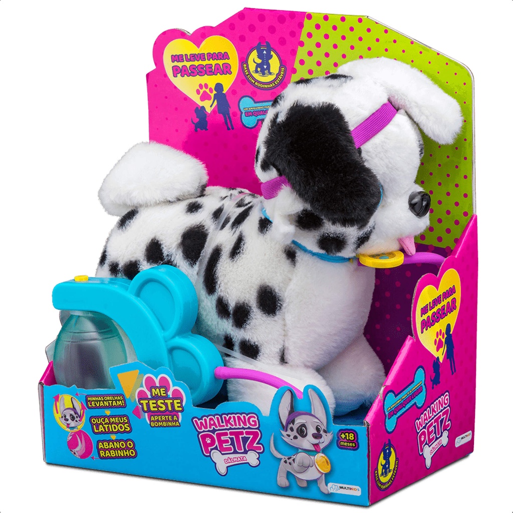 Pelúcia Interativa Walking Petz Dálmata Antialérgica Sons e Interação +3 Anos Multikids BR1421 em Oferta na Shopee