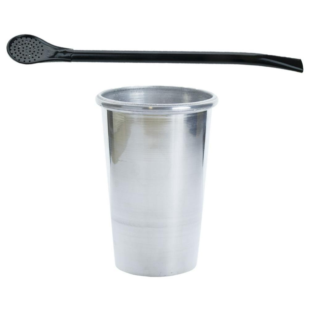COPO DE TERERE ALUMINIO CROMADO 350ML + BOMBA DE TERERE PRETA EPOX 19CM