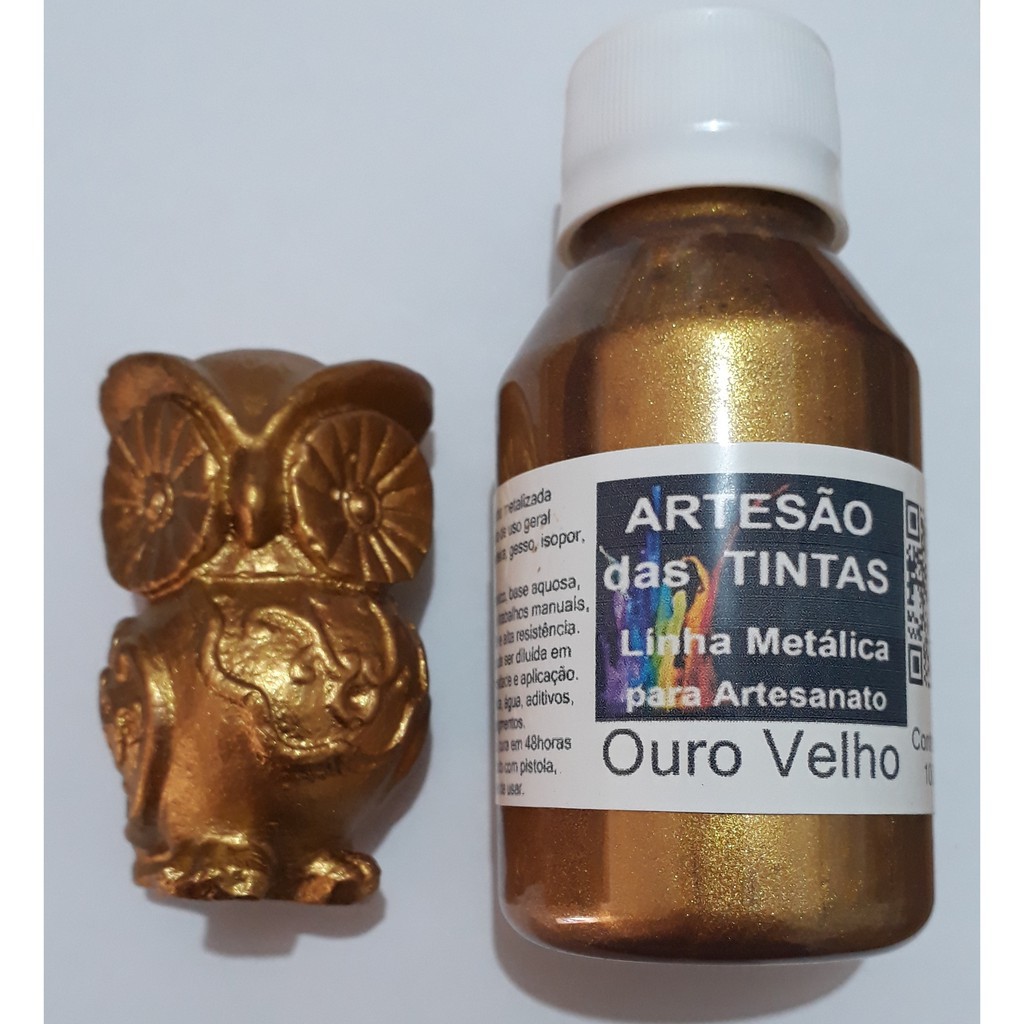 Tinta OURO VELHO Metálica - Tinta Para Arte e Artesanato, gesso - 100Ml Tinta OURO VELHO Metálica - Tinta Para Arte e Artesanato, gesso - 100Ml