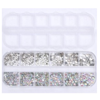 Kit Com 12 Strass Cristal Pedrarias Branco Estrelado Para Unhas Nails