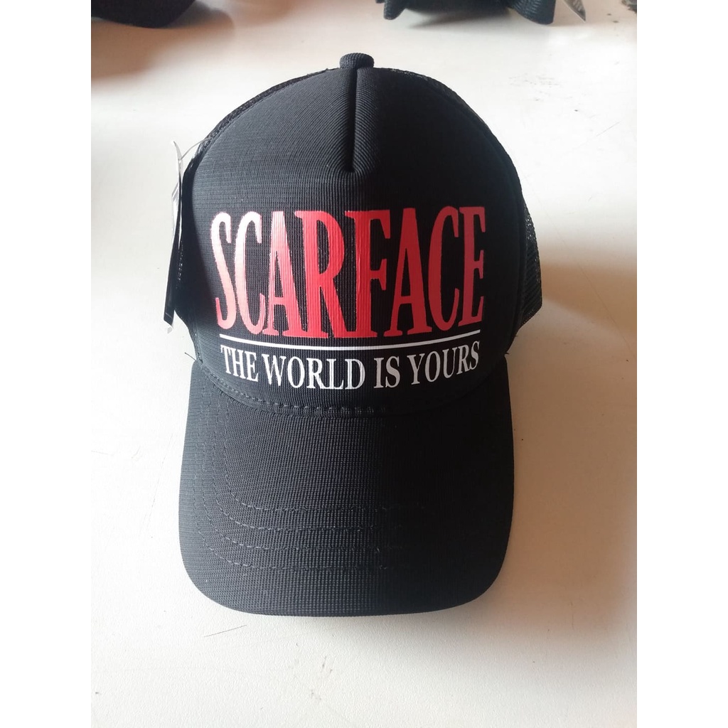 boné trucker scarface al pacino filme retrô meia tela com regulador estampado