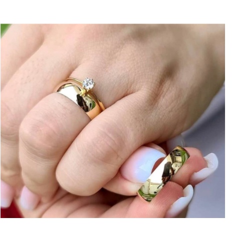 Aliança Casamento OURO 18K Banho /Inox Aço Legítimo 6mm / Ouro / Namoro/ Compromisso / Anatômicas / Lisa / Noivado / Anel / Antialergico