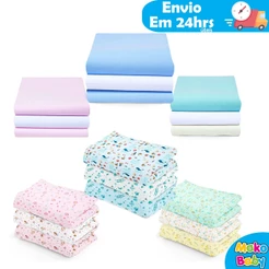 Kit 3 Cueiro Bebê Flanelado Estampado e Liso 100% algodão