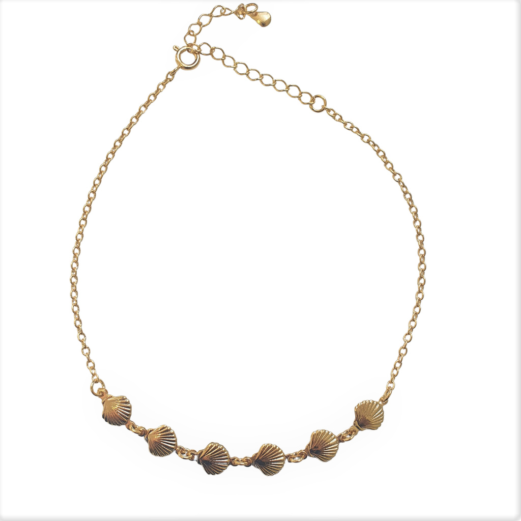 Tornozeleira Semijoia Tornozeleiras Femininas Ouro Banhada Tornoseleira Tornozeleira Prata Folheada Tornozeleira de Ouro 18k Banhada com Garantia Semijoias Concha Conchinha Mar Praia Búzio Envio Rápido