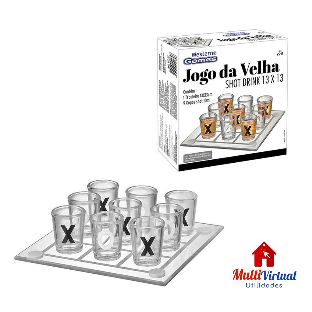 Jogo Da Velha Shot Drink 9 Copos 13 X 13cm Envio Imediato