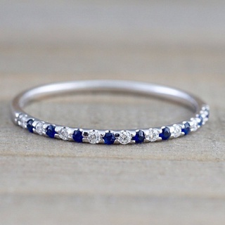 S925 Sapphire Anel Simples Elegante Acessórios de Moda