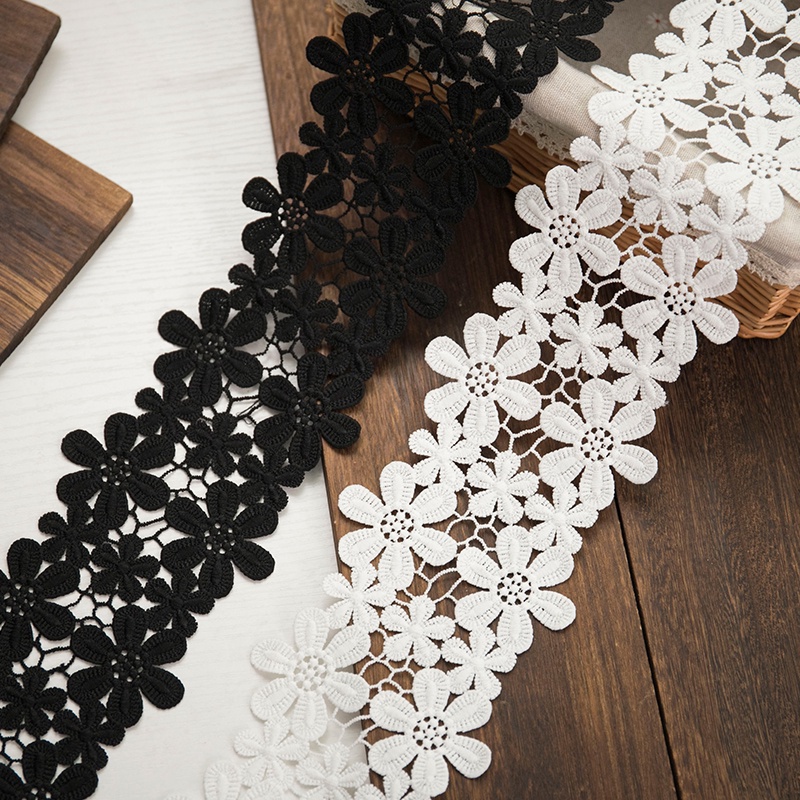1 Jarda Branco Casamento Nupcial Bordado Renda Tecido Borda Guarnição Fita Aplique DIY Costura Artesanato 11CM De Largur