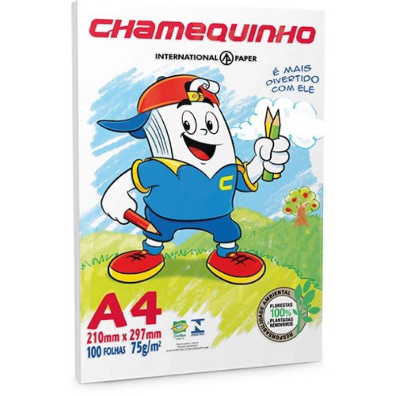 Papel Sulfite Chamequinho Branco A4 75g 210mmx297mm Pacote Com 100 Folhas Shopee Brasil 4510