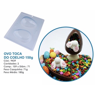 1~4 Forma BWB Com Silicone (3 partes) Para Chocolate Cód. 9439 - Ovo Toca do Coelho 150g. Páscoa em Oferta na Shopee