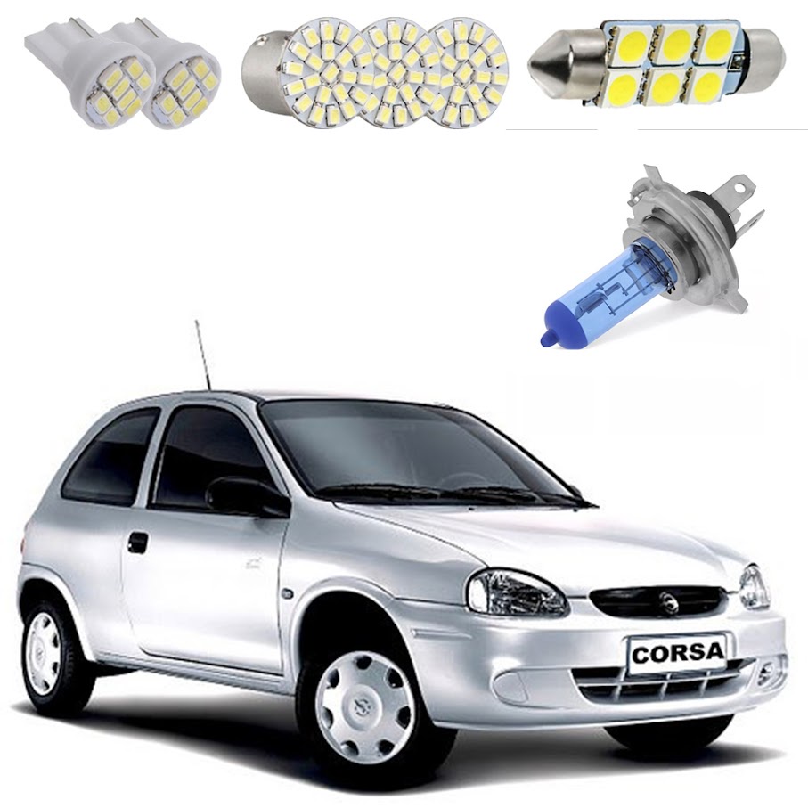 Kit Led's Corsa Wind Sedan Classic Teto Placa Ré Faróis