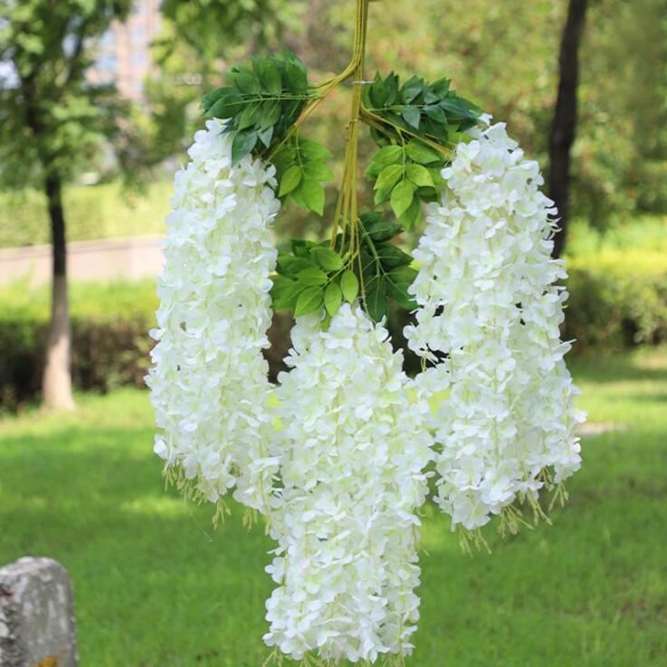Glicínias Artificiais Flor Vine Garland Arco Do Casamento Decoração Flores  De Seda Ivy Partido Home Jardim yqu766559 - Escorrega o Preço