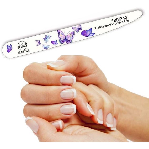 KIT Lixa De Unha Madeira Decorada Borboleta Atacado Para Clientes Manicure Nail Art Pronta Entrega