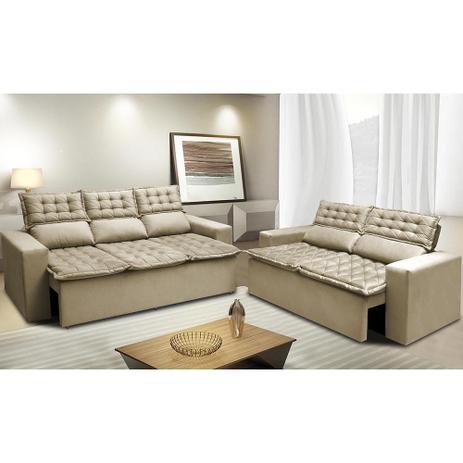 Conjunto de Sofá 3 e 2 Lugares Retrátil e Reclinável Cama inBox Slim 2,00x1,50m  Velusoft Bege | Shopee Brasil