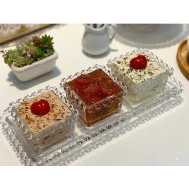 Kit 2 Bowls Quadrados de Cristal Coração Petisqueira 8,5x5cm Lyor Porta  Sachê patê petisqueira transparente 2 peças | Shopee Brasil