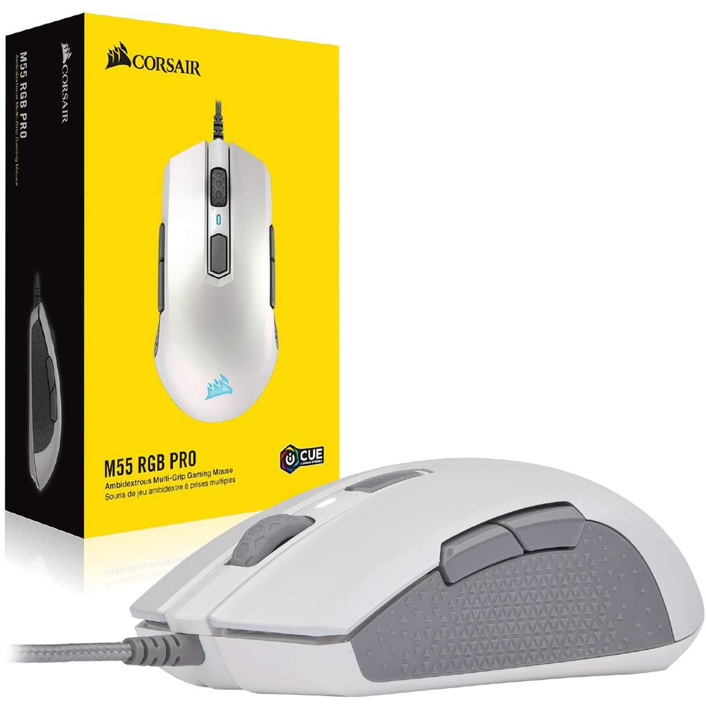 MOUSE CORSAIR M55 RGB PRO AMBIDESTRO BRANCO 12400 DPI