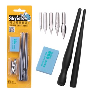 Kit 5 Bicos De Pena Desenho E Caligrafia + 2 Cabos + Borracha Pode Ser Utilizado em Papel ou Porcelana em Oferta na Shopee