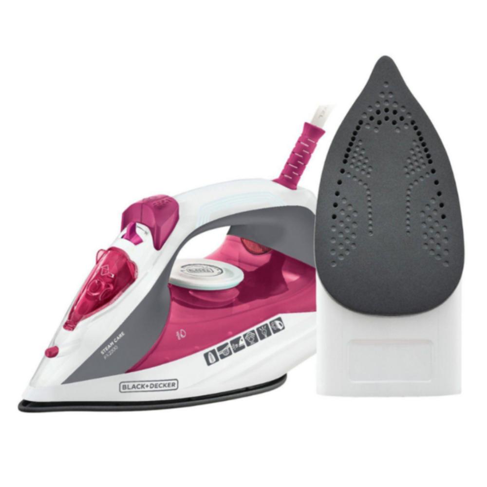Ferro de Passar Roupas Elétrico a Vapor Black&Decker Base Antiaderente Branco e Rosa FX2200 110/127V - Home Appliances