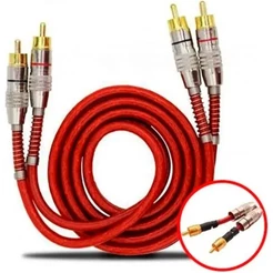 Kit Com 05 Cabos Rca 01 Metro Dupla Blindagem 05mm Vermelho