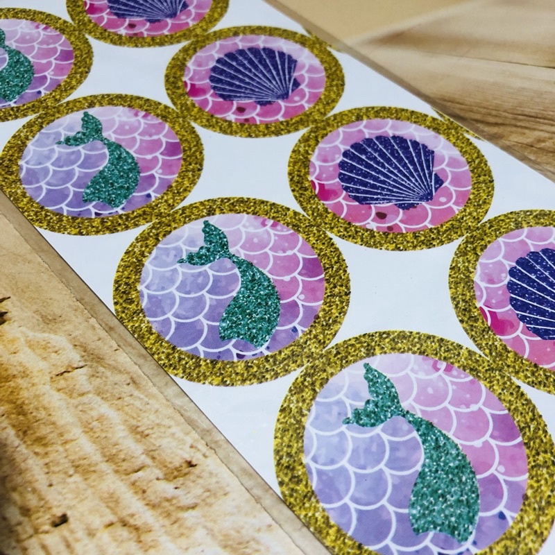 KIT adesivos redondos latinhas lembrancinhas garrafinhas para festa TEMA SEREIA FUNDO DO MAR 72.5// em Oferta na Shopee