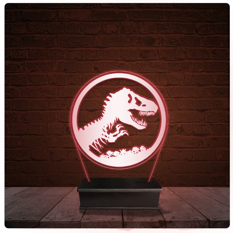 Abajur Luminária Acrílico Led - Jurassic Park Personalizado