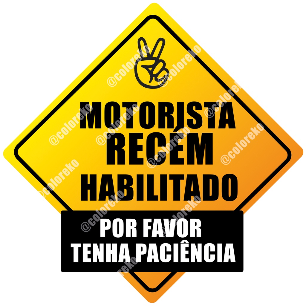Adesivo motorista recém habilitado habilitada amarelo rosa ou azul vinil fosco fácil aplicação 20cm em Oferta na Shopee
