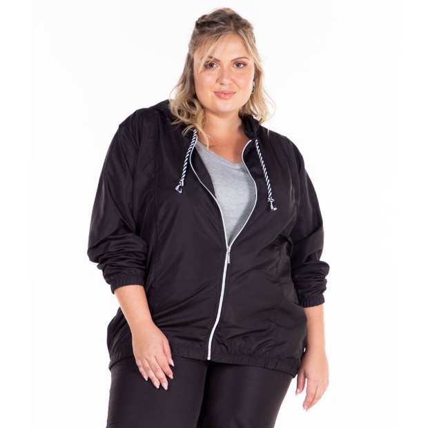 Jaqueta Corta Vento Unissex Plus Size Casaco Com Zíper Capuz Impermeável Moda Masculina Feminina