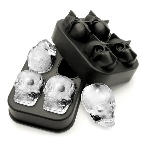 Forma De Gelo  Caveira 3D Silicone Festa Bebida