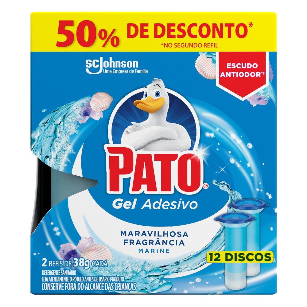 Desodorizador Sanitário Pato Gel Adesivo 2 Refis Marine 12 discos