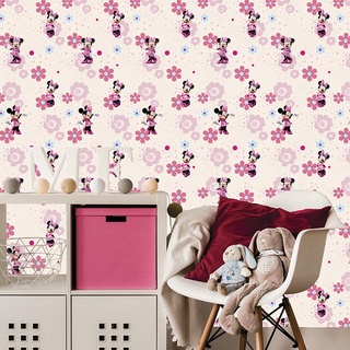 Papel De Parede Adesivo Infantil Personagem De Desenho Minnie