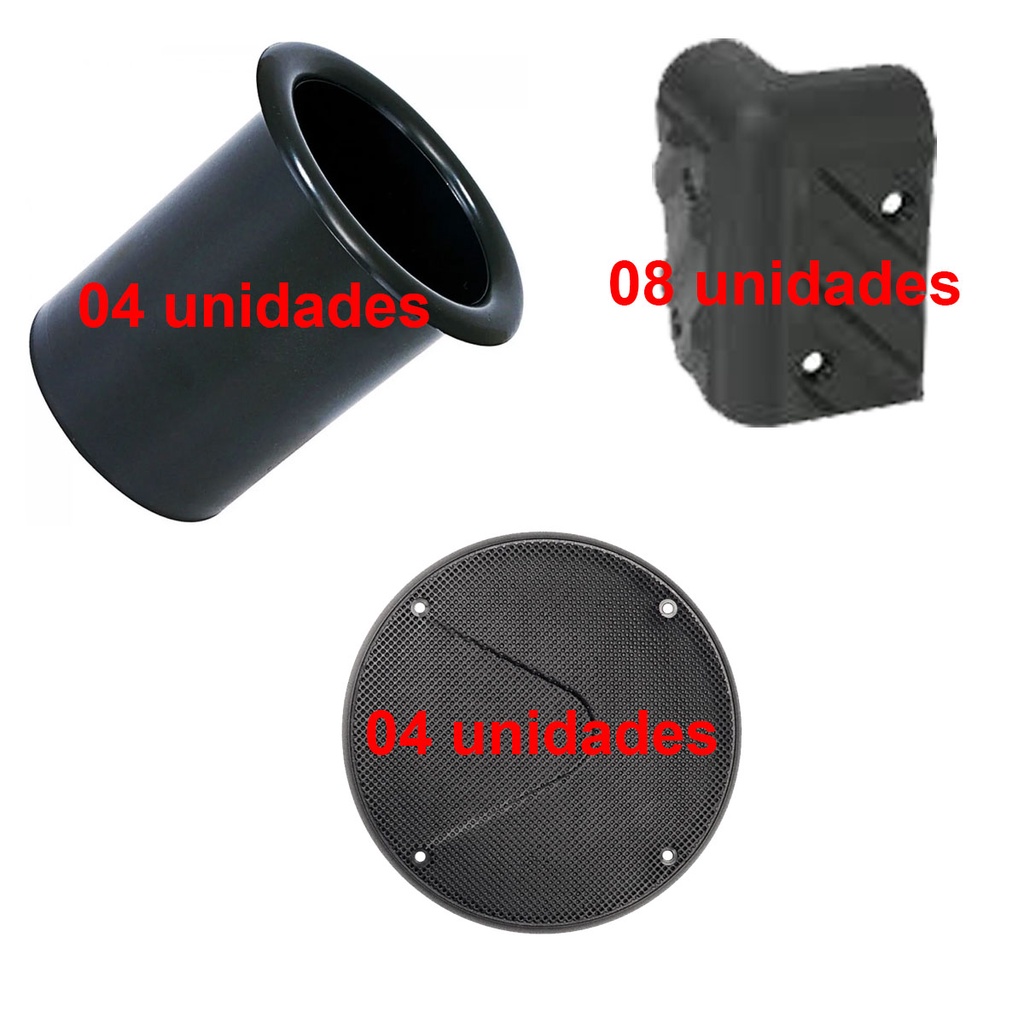 Kit 8 cantoneira Arredondada 310/A + 4 dutos 3 Polegadas + 02 Pares Tela Proteção 6 pol 114/Q