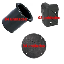Kit 8 cantoneira Arredondada 310/A + 4 dutos 3 Polegadas + 02 Pares Tela Proteção 6 pol 114/Q