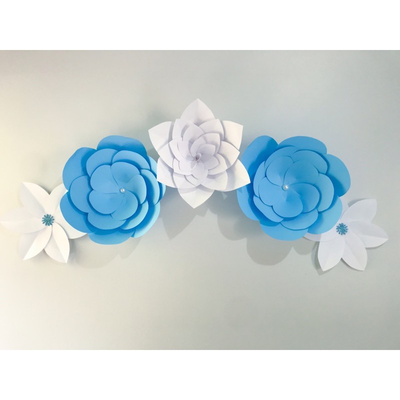 Kit de Flores de Papel - Azul e Branco | Shopee Brasil