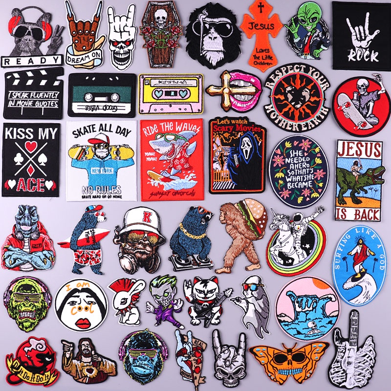 Adesivo De Mochila Com Braçadeira De Velcro Para Animais Patch Hippie Rock Crachá Bordado 3D