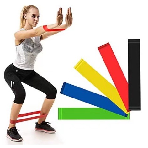 Kit 5 Banda Faixa Elástica de Resistência Mini Band para Treino Yoga Pilates Treino Academia Musculação