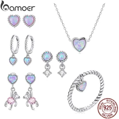 Bamoer 925 Prata Simples Brincos Opala Translúcidos Anéis Colares Moda Joias Para Mulheres Presentes