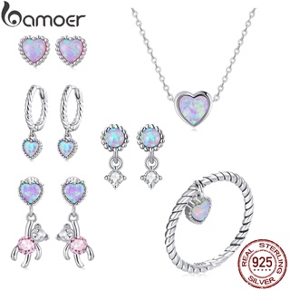 Bamoer 925 Prata Simples Brincos Opala Translúcidos Anéis Colares Moda Joias Para Mulheres Presentes