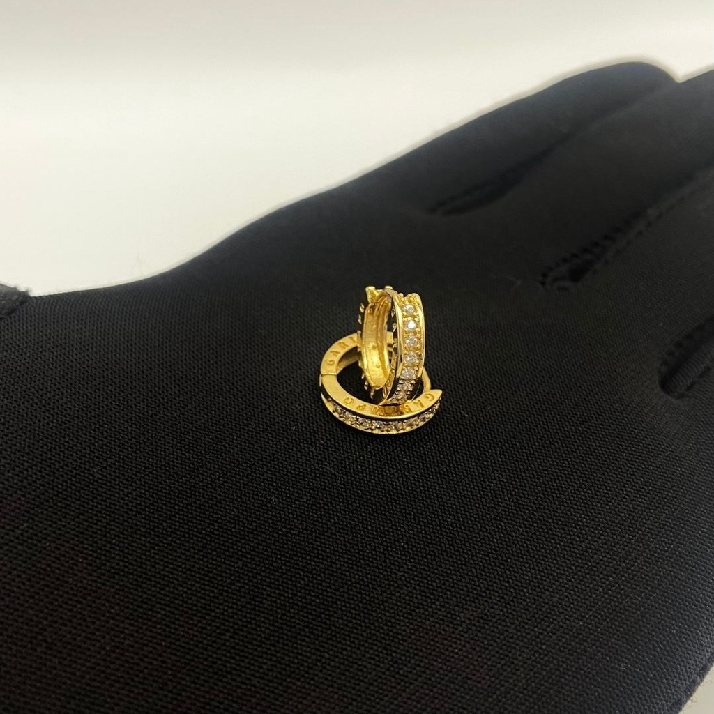 Brinco de Ouro 24k Brinco de Argola Unissex Brilhante Banhado a Ouro — imagem 2 de 2