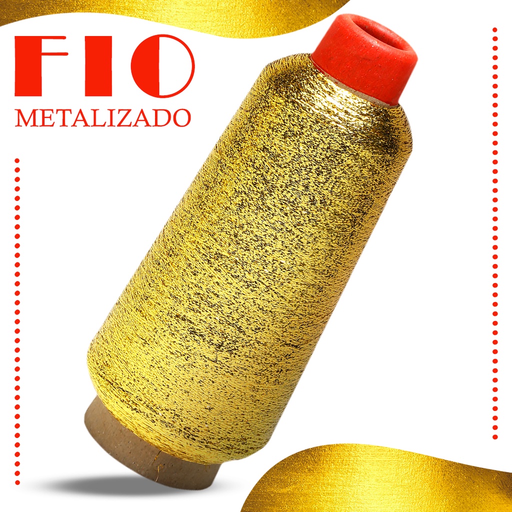 Fio Metalizado - Linha Para Bordar Dourada 100 Gr Nybc