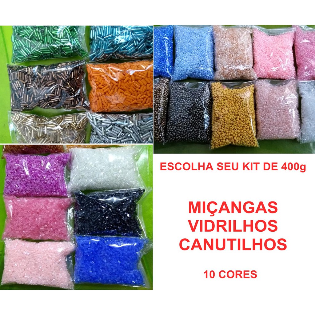 Kit de miçangas canutilhos vidrilhos escolha o seu kit com 10 pacotinhos Can