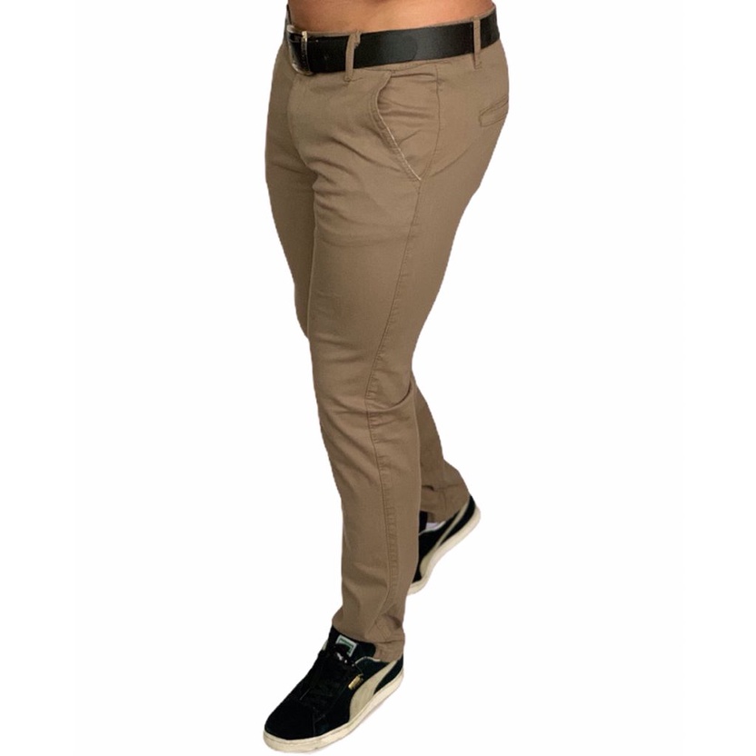 Calça Chino Masculina Sarja Bege - O menor preço + Envio Imediato