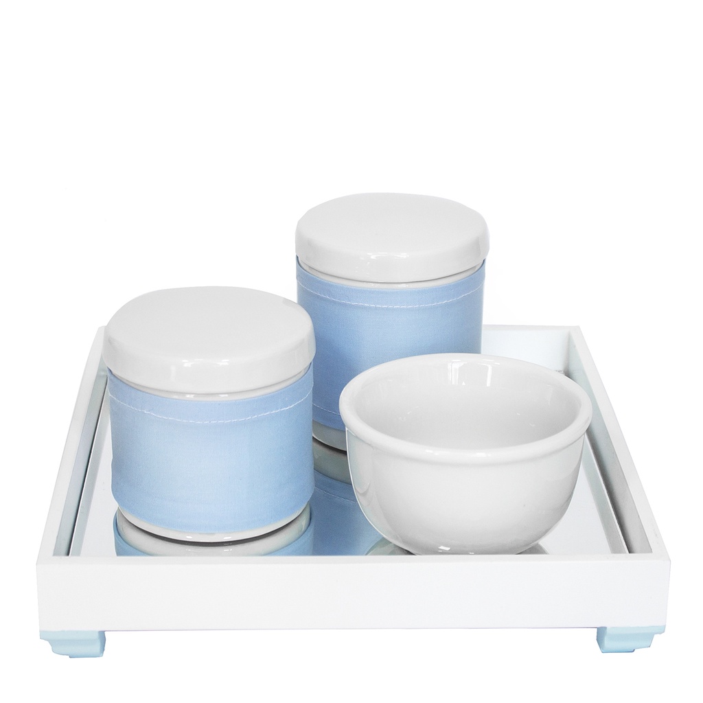 Kit Higiene Bebê Completo Algodão Porcelanas Molhadeira Azul