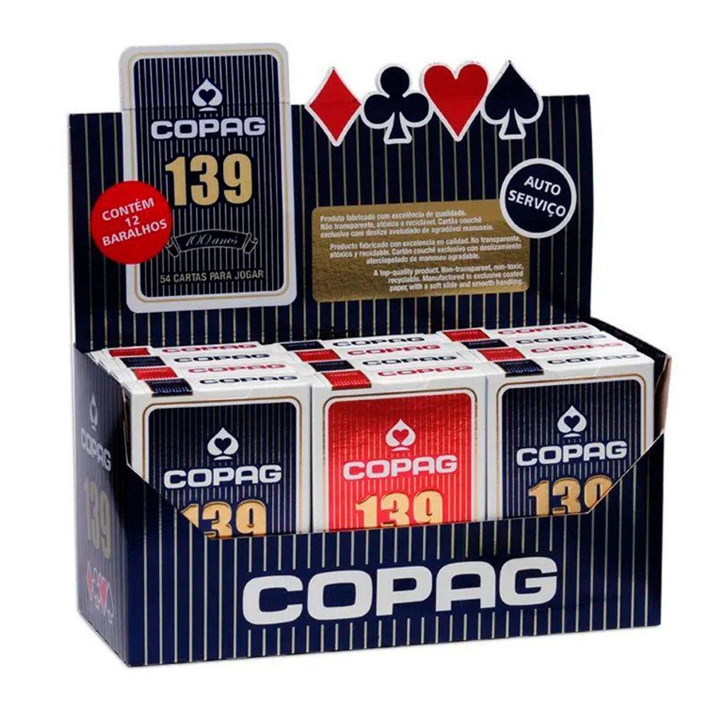 Baralho Copag 139 Tradicional Caixa com 12 Unidades Jogo de Cartas 54 Cartas