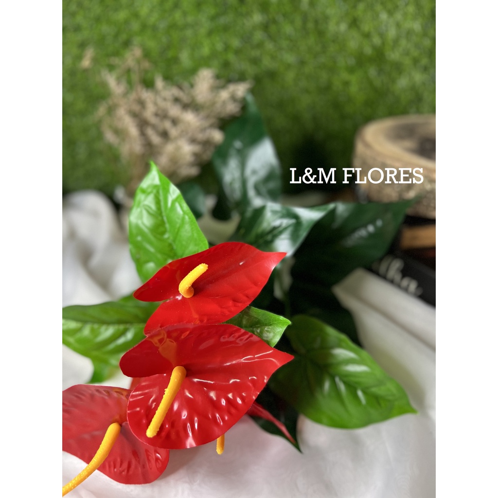 Buquê Flor de Antúrio Vermelha artificial ideal para arranjos e decoração de  casamento, festas, ambientes de casa, trabalho e eventos | Shopee Brasil