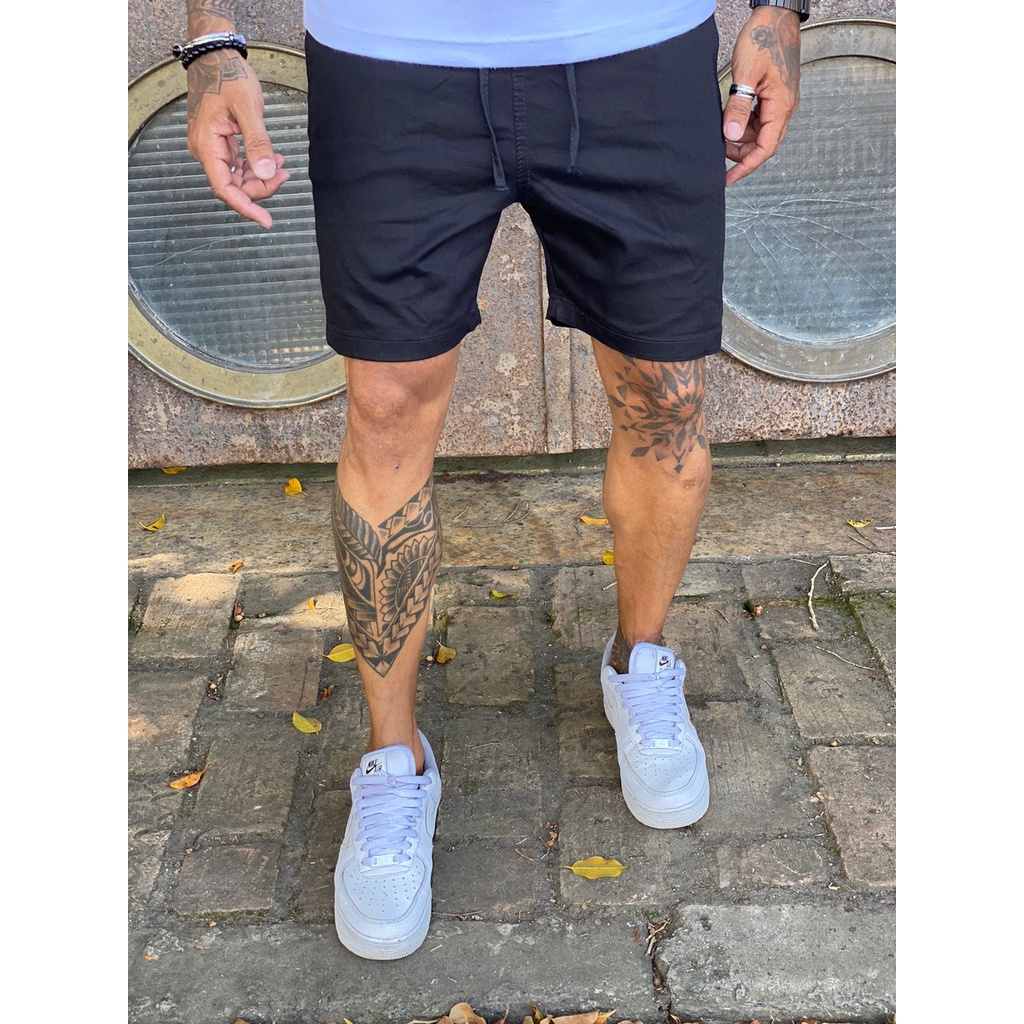 Shorts Masculino De Sarja Com Elastico Na Cintura Baratinho