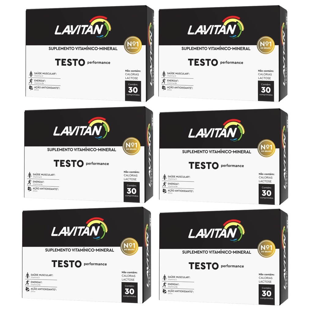 Kit com 6 - Lavitan Testo Performance Cimed com 30 Comprimidos .