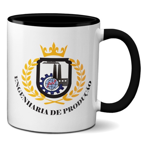 Caneca Engenharia De Produção Alça E Interior Preto