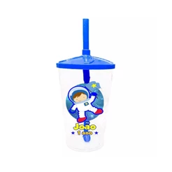 30 Copos Twister Shake Personalizado 400ml C/Tampa e Canudo Lembrancinha Astronauta